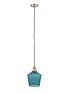  image of pacific-lifestyle-teal-glass-and-antique-brass-metal-pendant