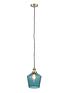  image of pacific-lifestyle-teal-glass-and-antique-brass-metal-pendant