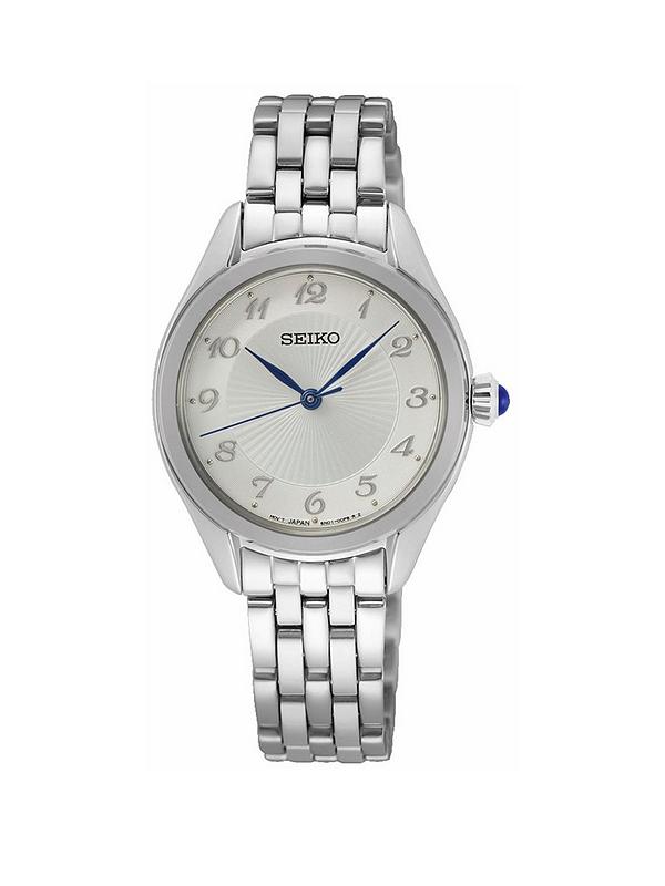 Seiko Silver Dial Blue Hands Stainless Steel Bracelet Ladies Watch |  