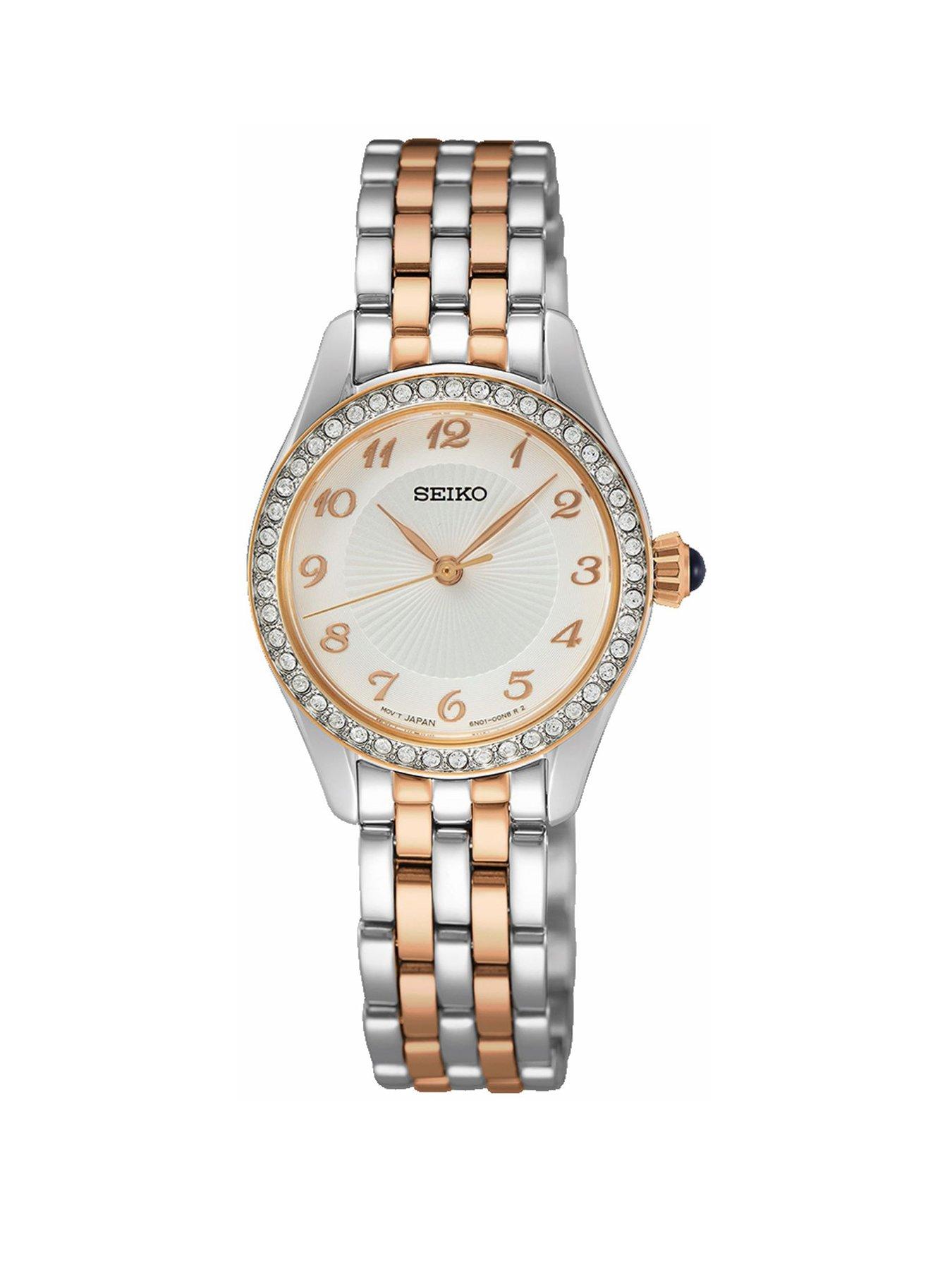 Women White Dial Stainless Steel & Gold Tone Ladies Watch