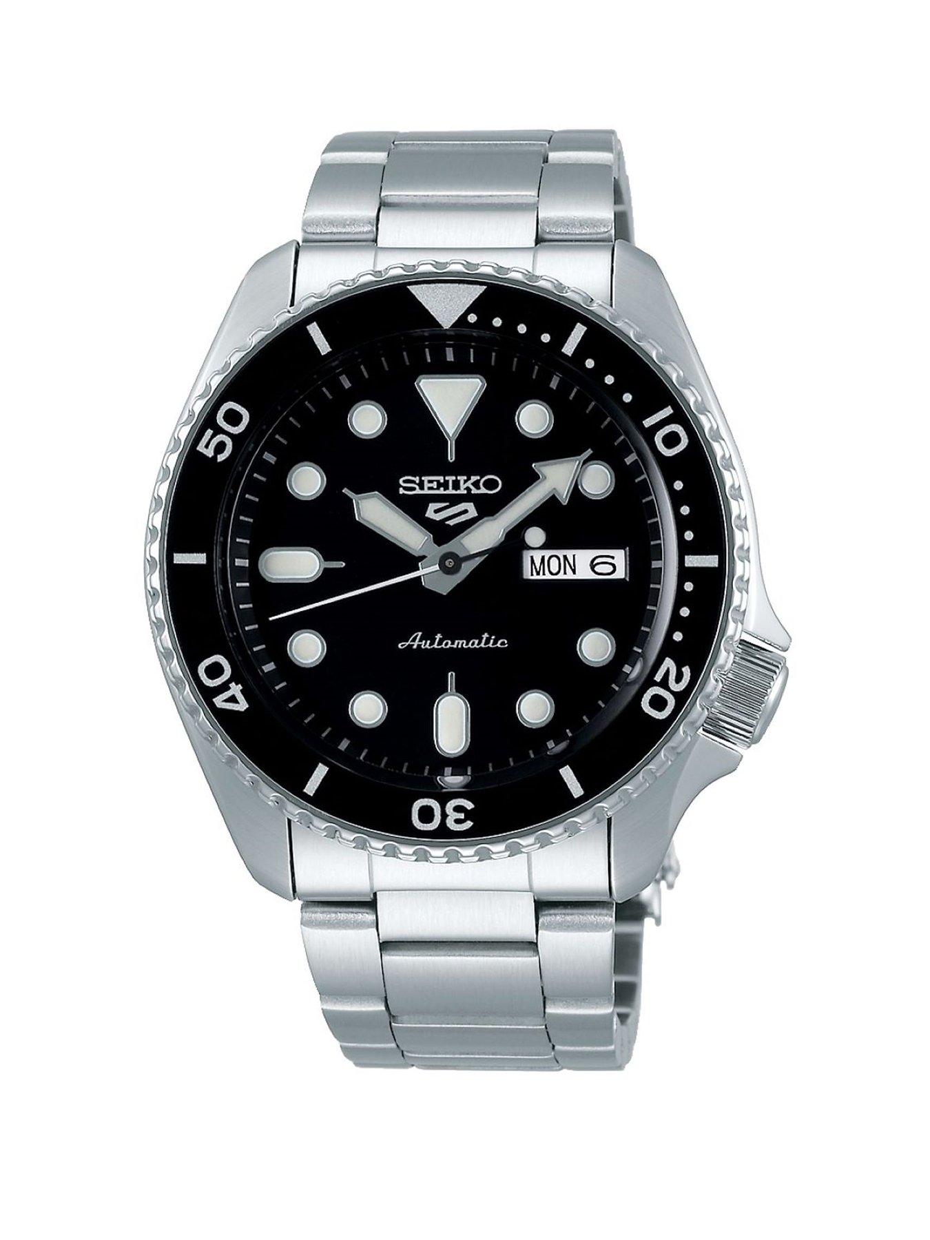Jewellery & watches Sport Black Date Dial Black Bezel Stainless Steel Bracelet Watch