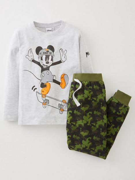 mickey-mouse-older-boys-mickey-mouse-2-piece-skater-long-sleeve-t-shirt-and-jogger-set-off-whitegreen