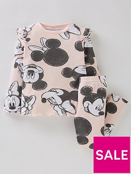 minnie-mouse-girls-minnie-mouse-2-piece-all-over-print-rib-top-and-legging-set-pink