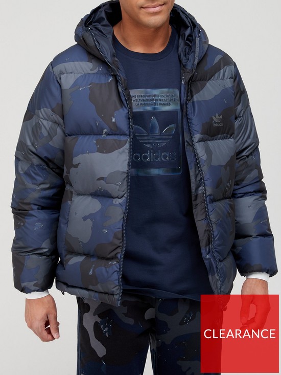 front image of adidas-originals-camo-padded-jacket-navy
