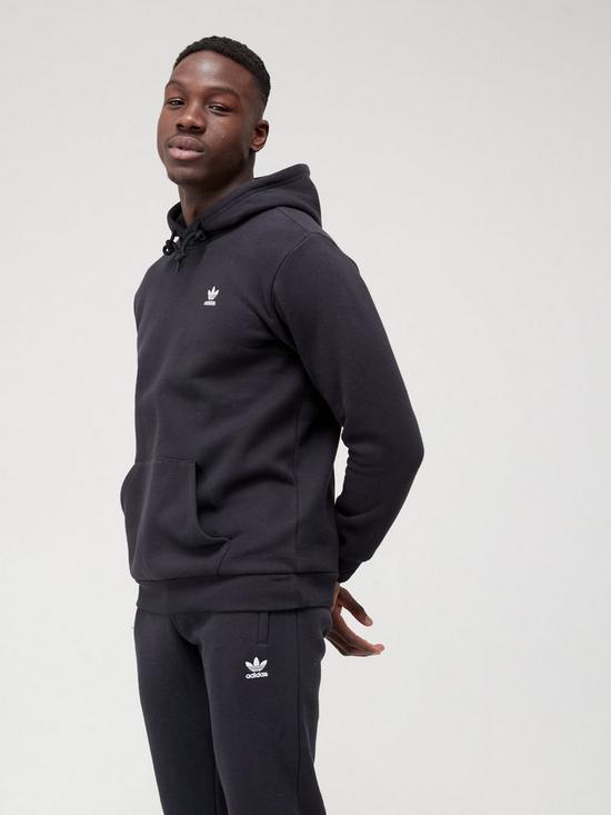 front image of adidas-originals-essential-hoodie-black