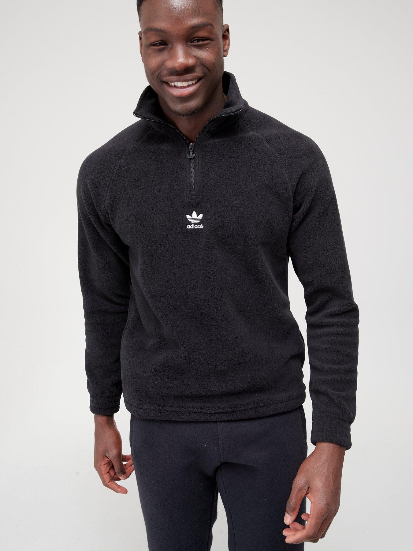 adidas Originals Trefoil Half Zip - Black | very.co.uk