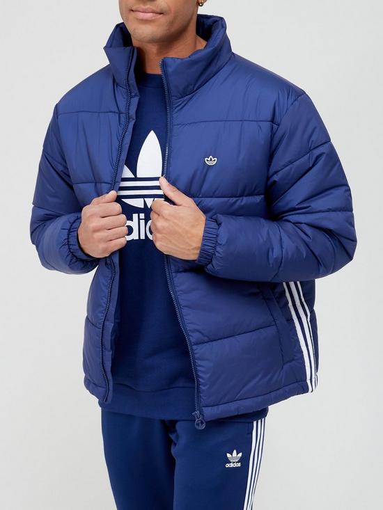 front image of adidas-originals-side-stripe-quilted-jacket-blue