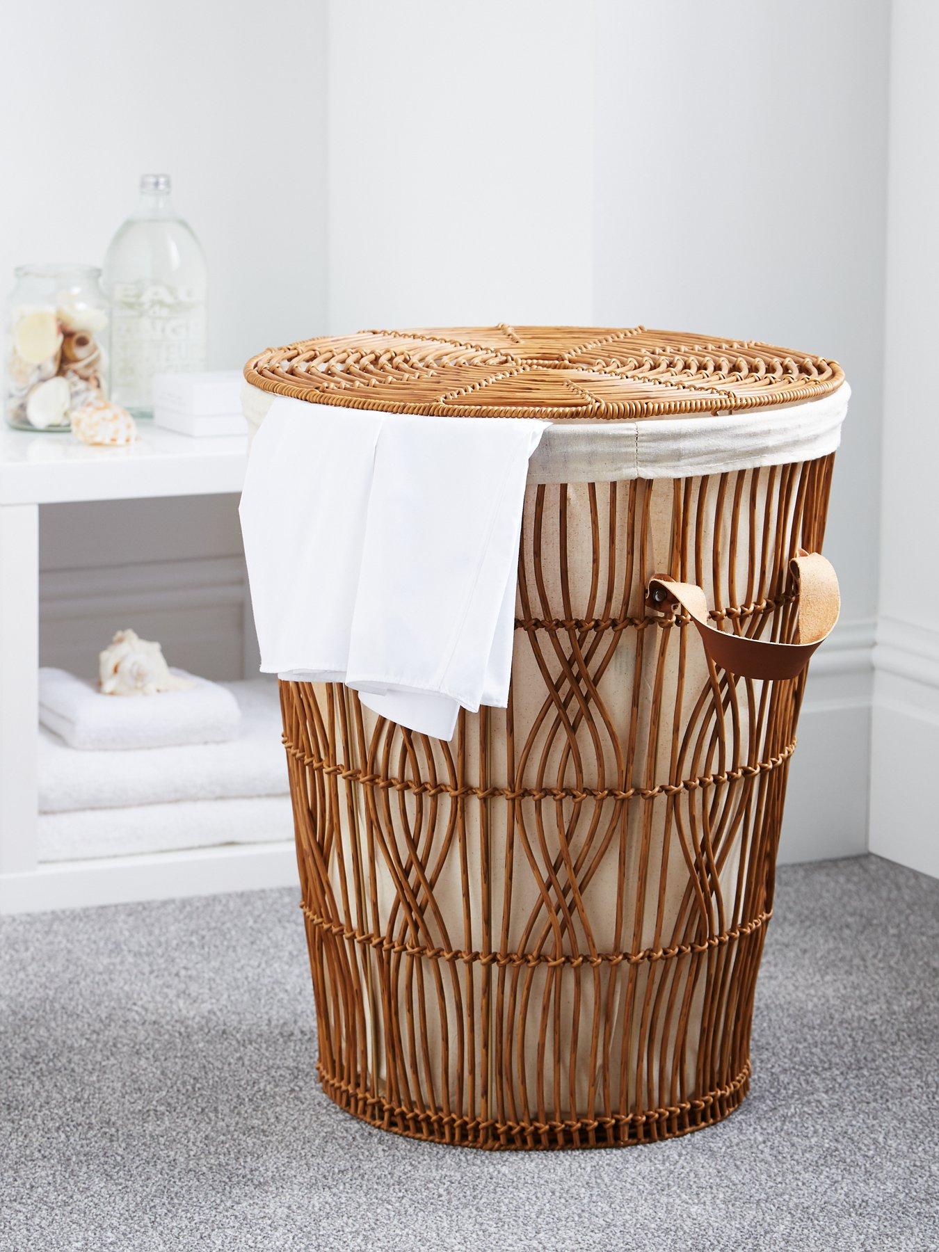 Image 1 of 3 of The Very Collection Round Tapered Rattan Style Laundry Hamper