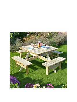 Product photograph of Rowlinson Square Picnic Table from very.co.uk