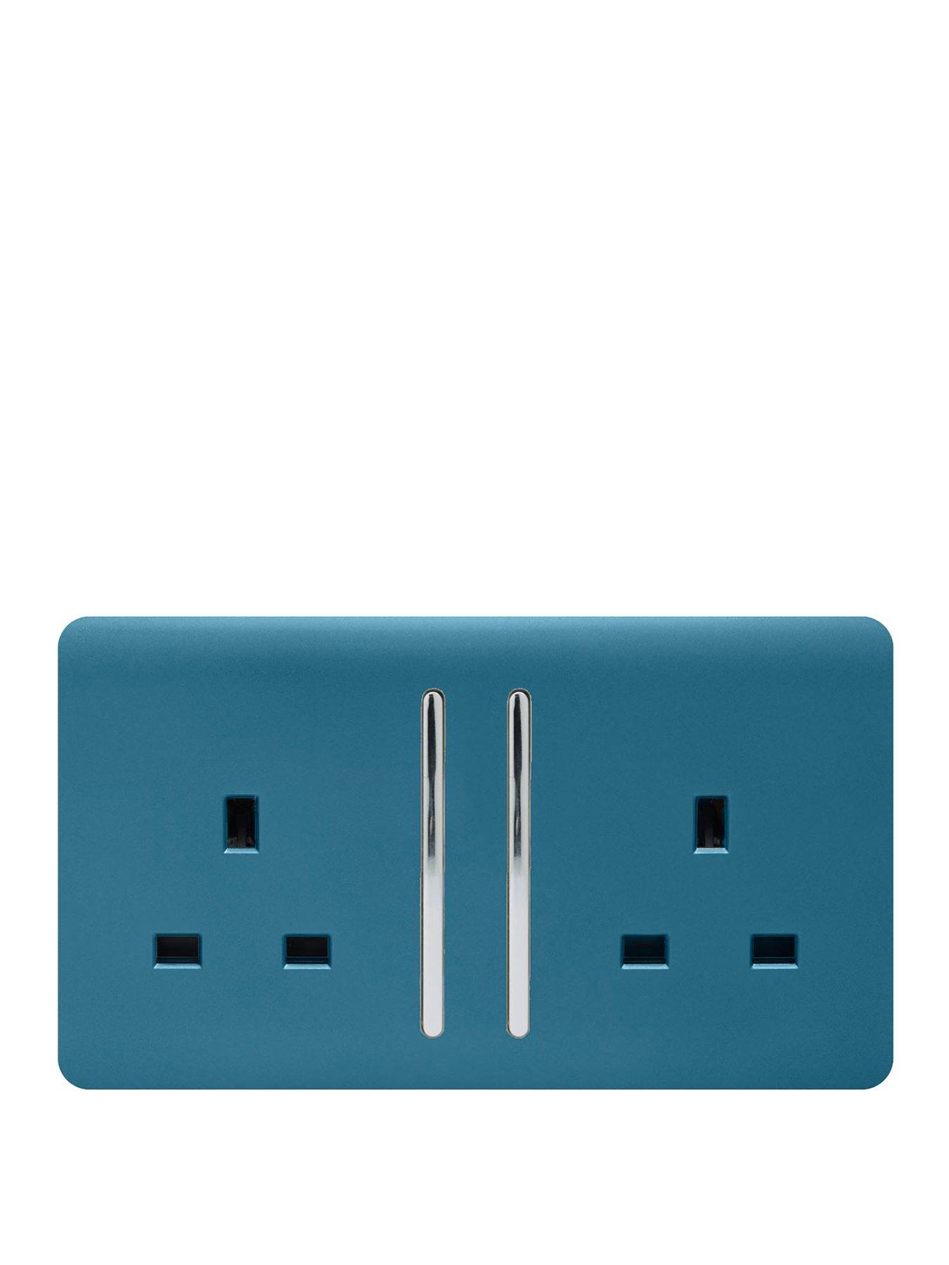 Product photograph of Trendiswitch 2g 13a Switched Socket Ocean Blue from very.co.uk
