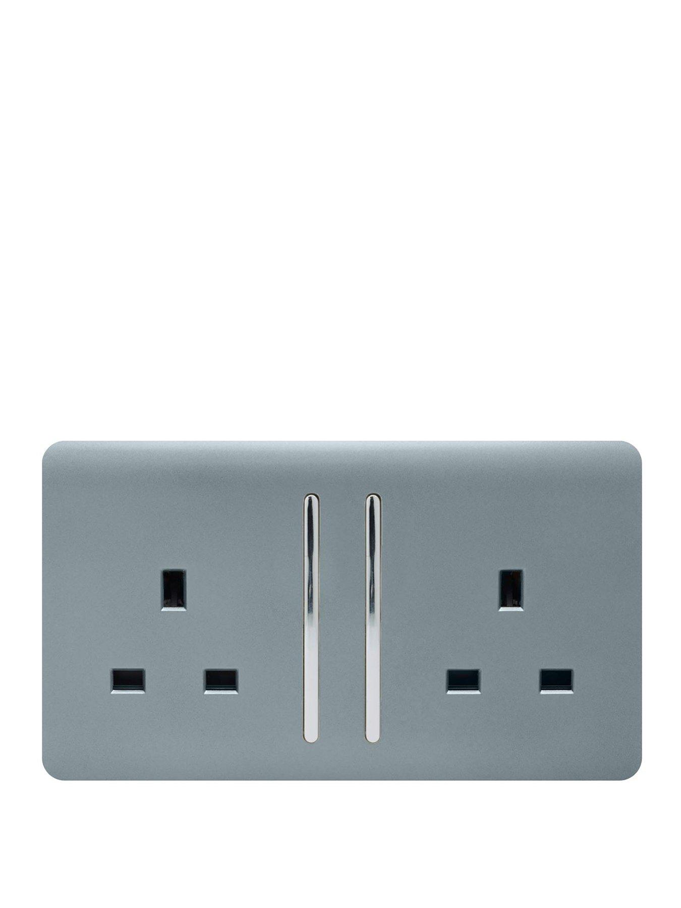Product photograph of Trendiswitch 2g 13a Switched Socket Cool Grey from very.co.uk