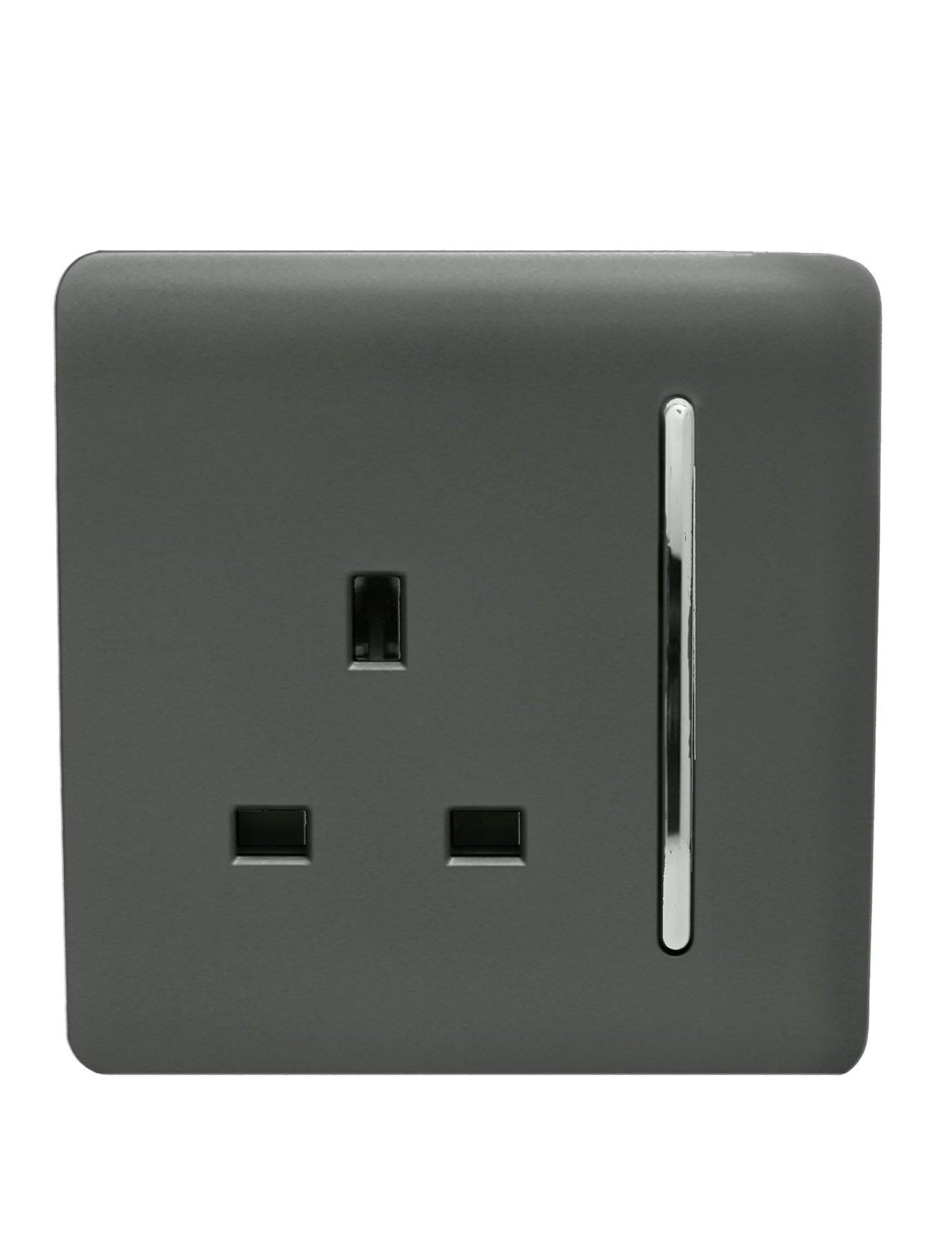 Product photograph of Trendiswitch 1g 13a Switched Socket Charcoal from very.co.uk