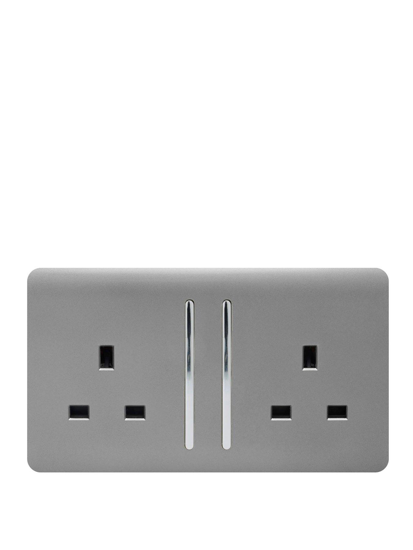 Product photograph of Trendiswitch 2g 13a Switched Socket Light Grey from very.co.uk