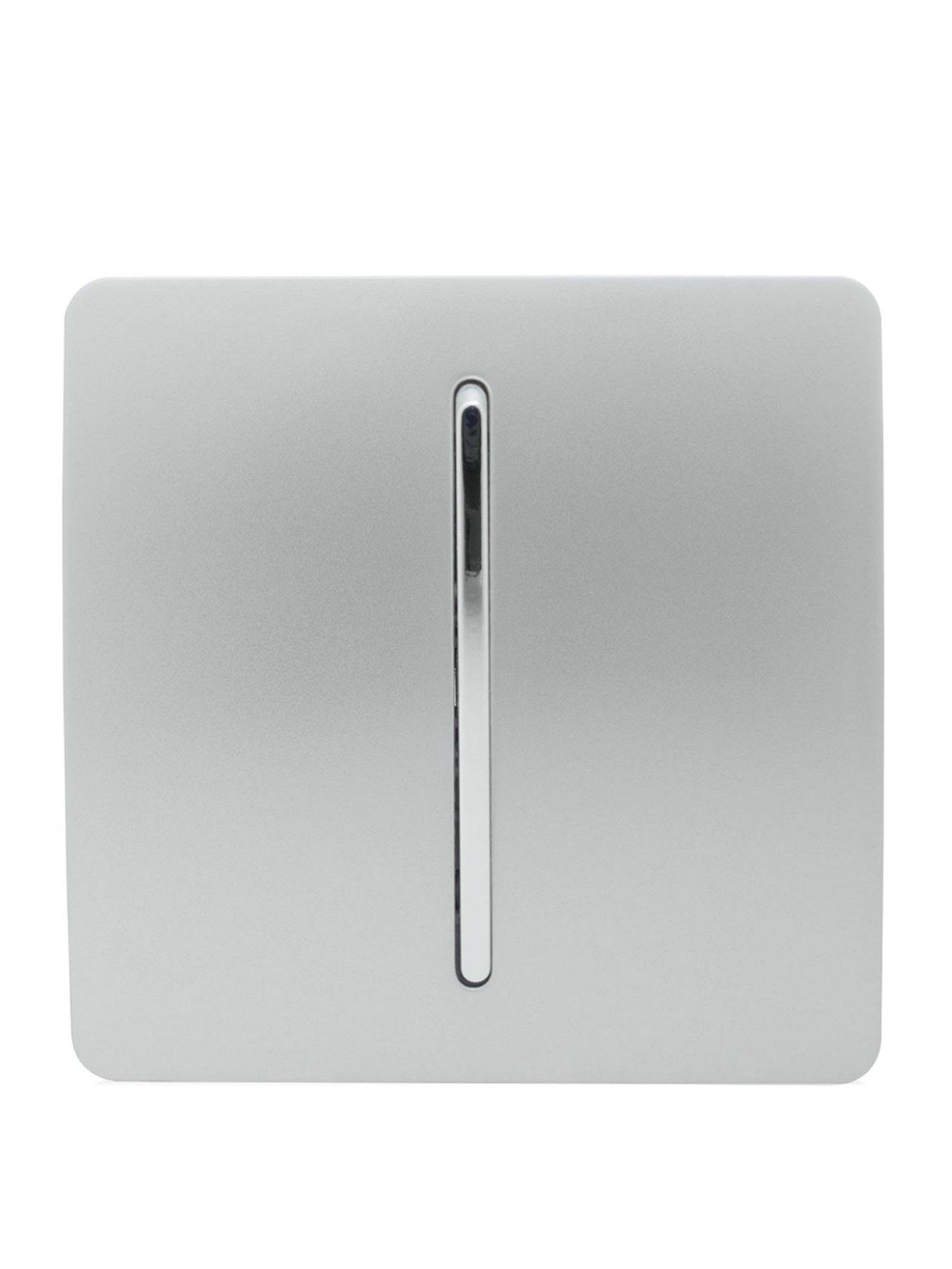 Product photograph of Trendiswitch 1g 2w 10 Amp Light Switch Silver Twin Pack from very.co.uk