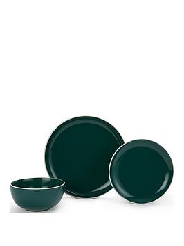 Product photograph of Waterside Halo 12-piece Dinner Set In Emerald Green from very.co.uk