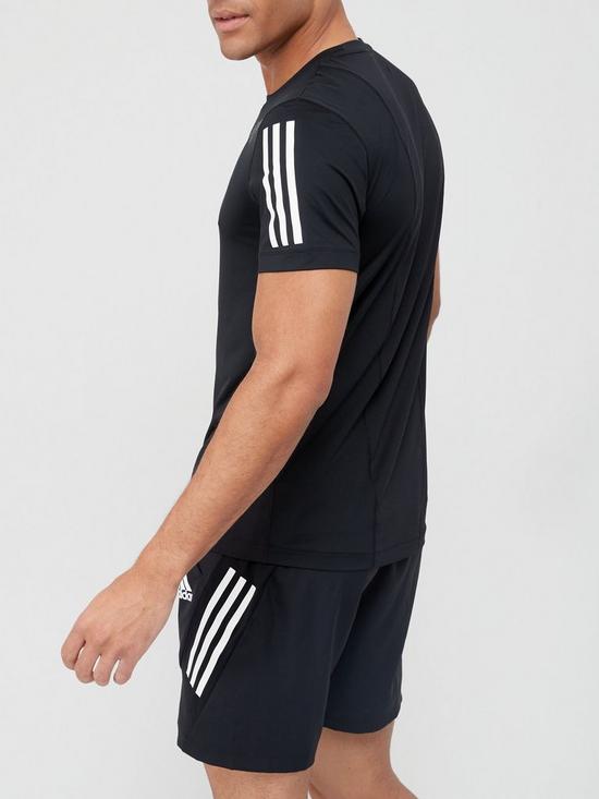 stillFront image of adidas-3-stripe-techfit-baselayer-short-sleevenbspt-shirt-black