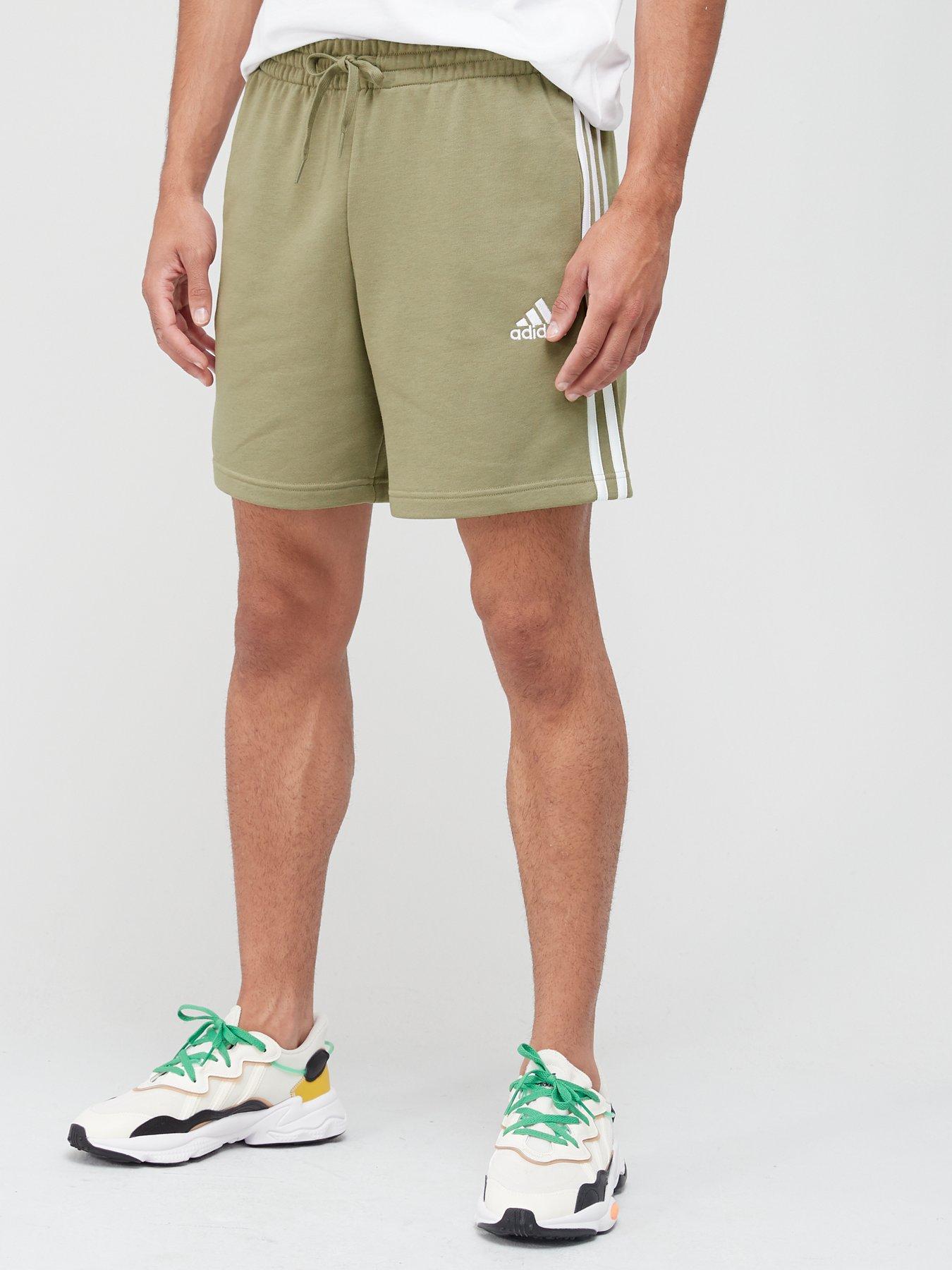 Adidas 3 Stripe Sweat Short - Khaki/White