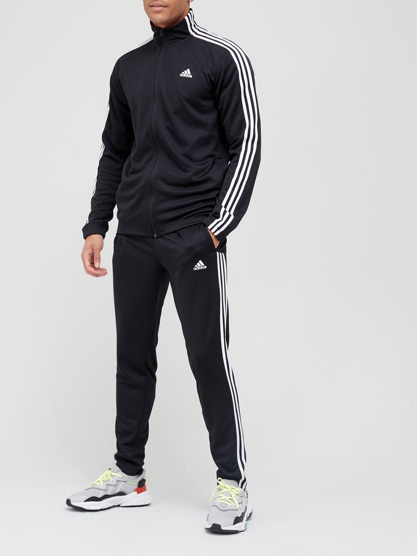 adidas MTS Doubleknit Tapered Tracksuit Black/White very.co.uk
