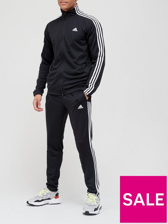 front image of adidas-mts-doubleknit-tapered-tracksuit-blackwhite