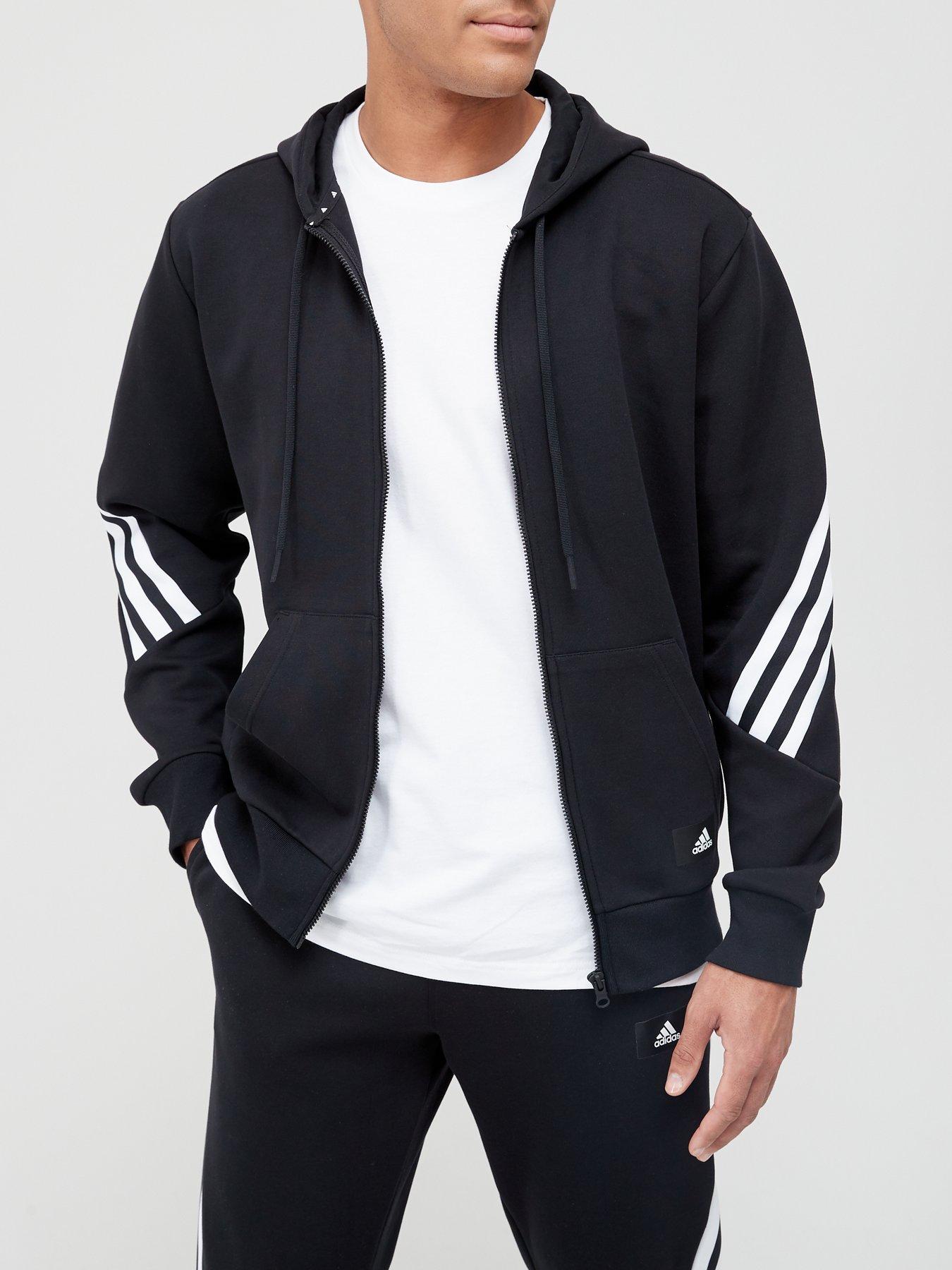 Adidas Future Icon 3 Stripe Zip Hoodie - Black