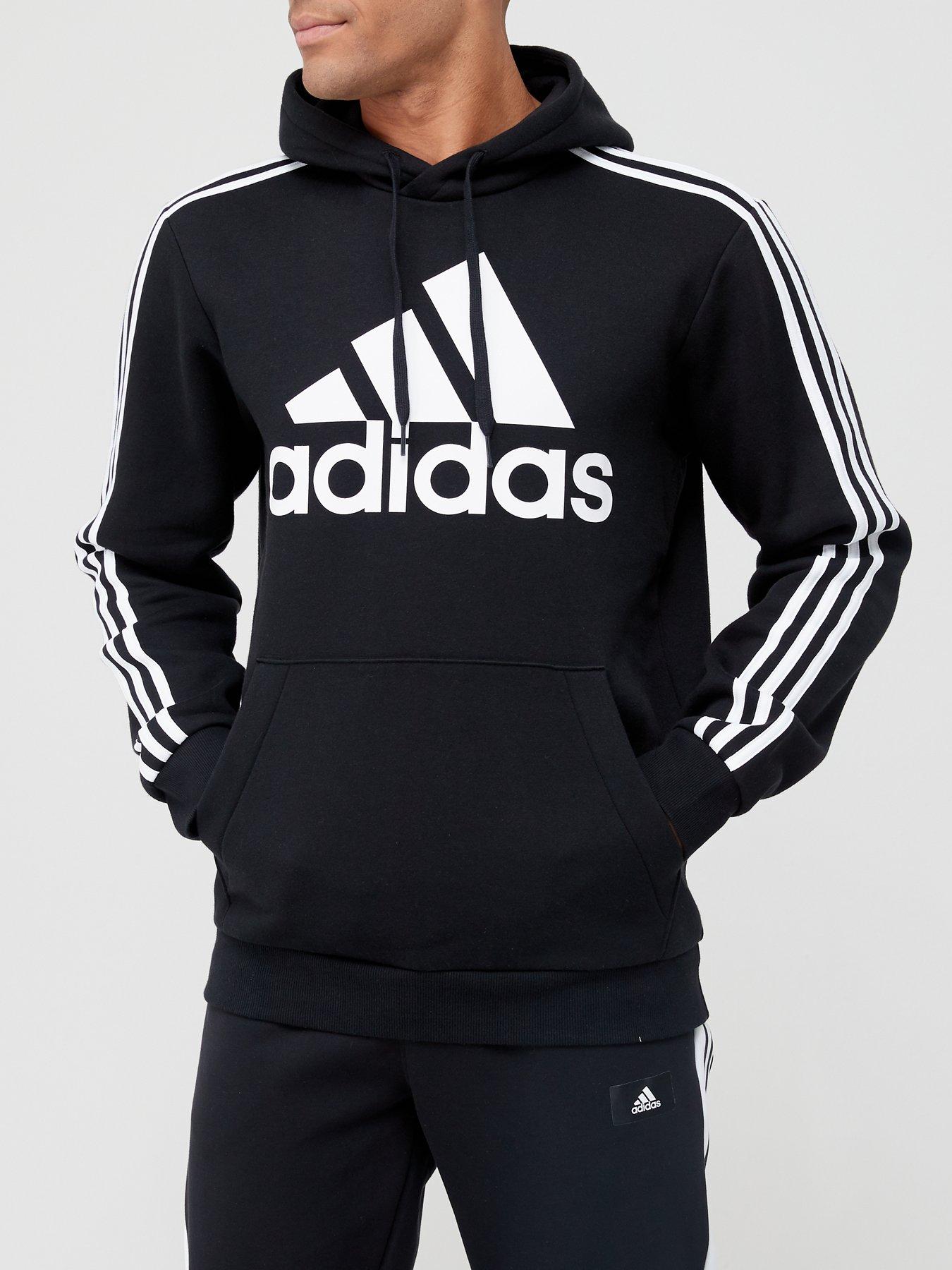 Picket dybt Mand adidas Sportswear Essentials Fleece 3-Stripes Logo Hoodie - Black/White |  very.co.uk