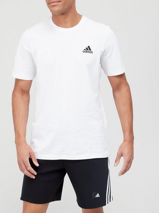 front image of adidas-small-logo-t-shirt-white