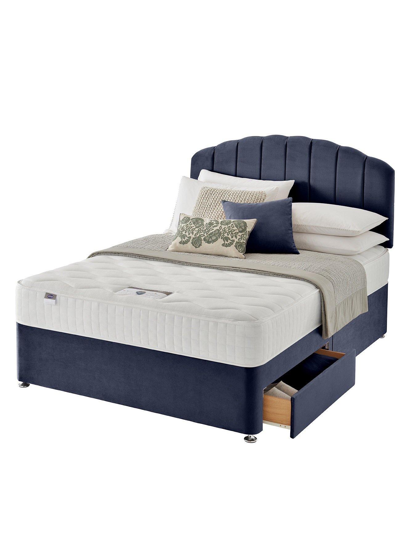 undefined Ava 1000 Pocket Memory. Medium Firm, Divan Bed (Headboard Included) - Velvet