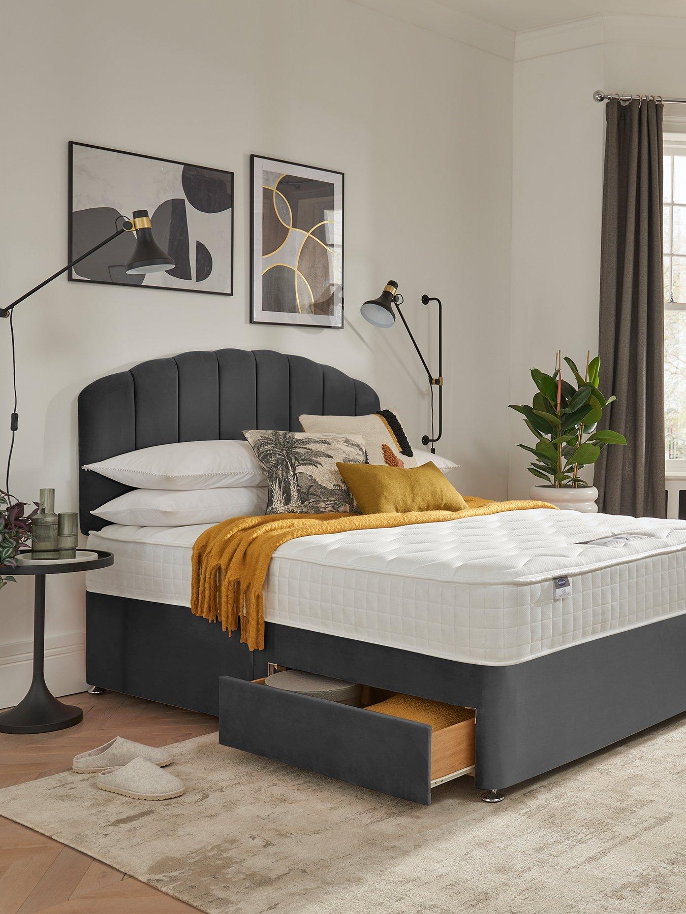 Silentnight Ava Memory 1000 Pocket Velvet Divan Bed with Headboard and