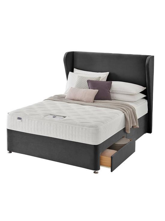 front image of silentnight-shea-memory-1000-pocket-velvet-divan-bed-with-storage-options-headboard-included