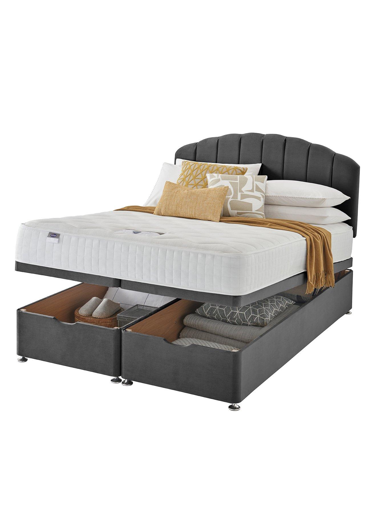 Product photograph of Silentnight Ava Memory 1000 Pocket Mattress With Upholstered Ottoman Divan Base And Headboard Bed Set from very.co.uk