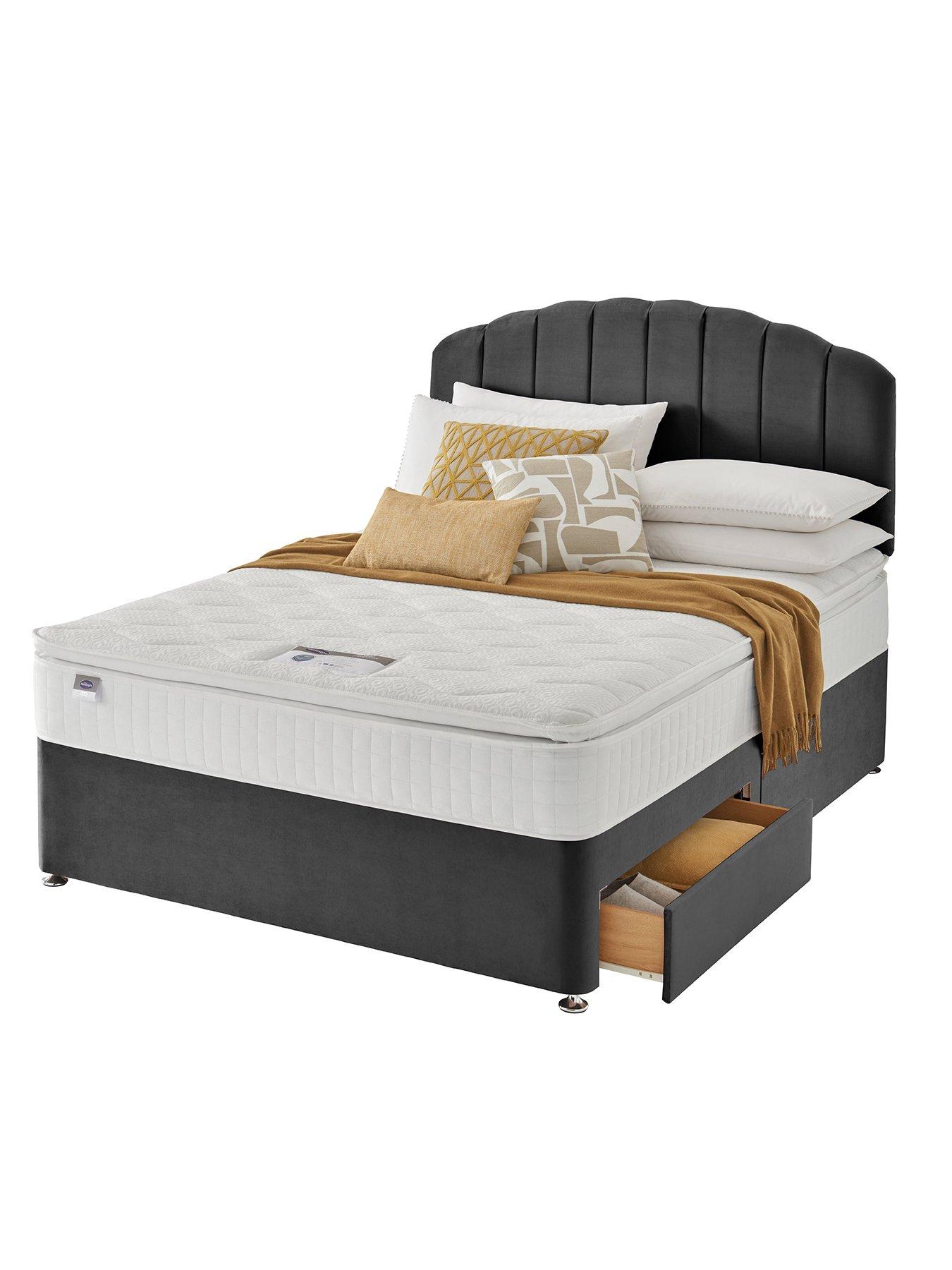 Product photograph of Silentnight Ava 1000 Pocket Pillowtop Mattress With Upholstered Divan Base And Headboard Bed Set from very.co.uk