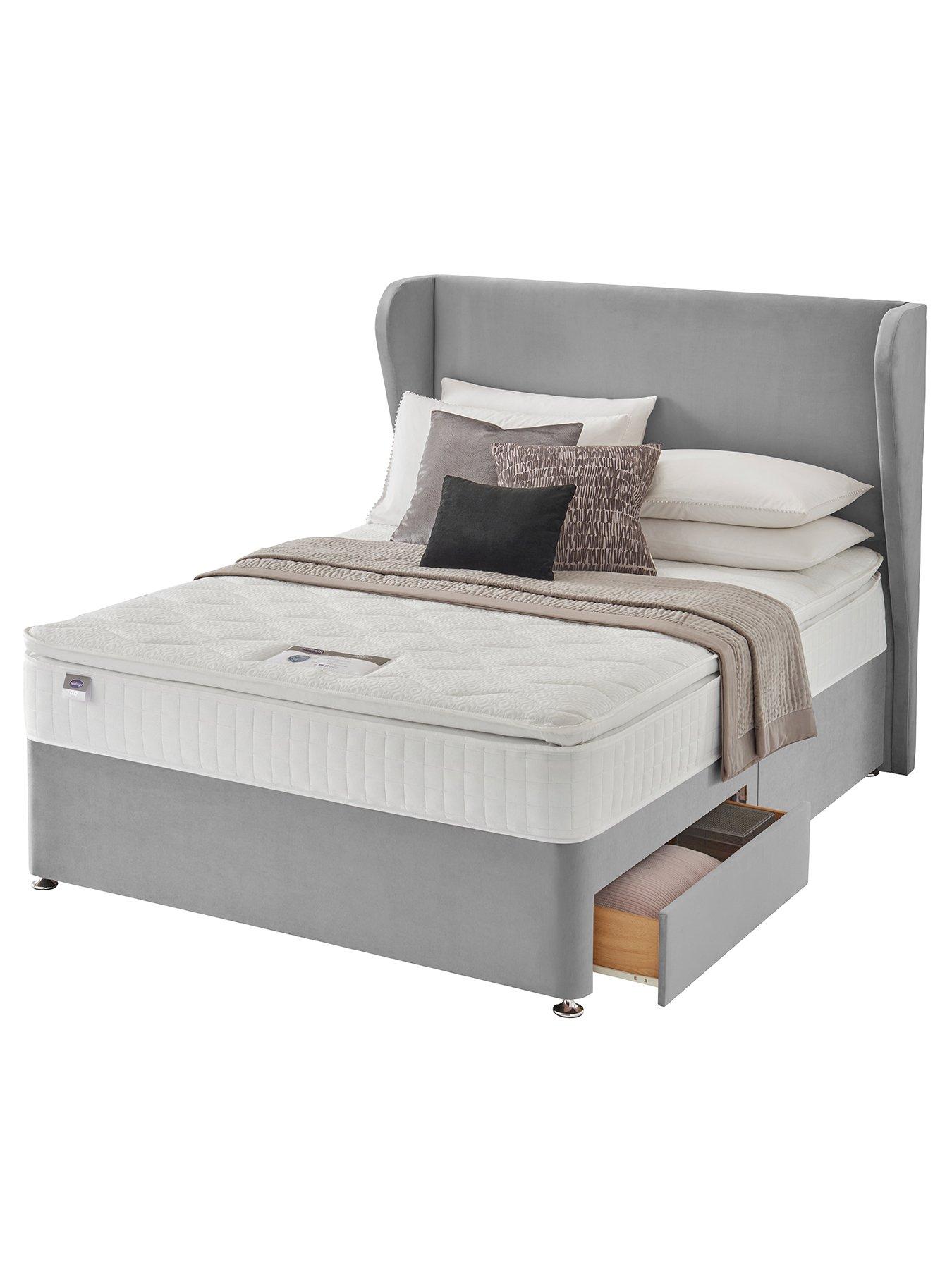 undefined 1000 Pocket Eco Pillowtop Divan Bed with Storage Options (Headboard Included) - Medium Firm - Shea Velvet