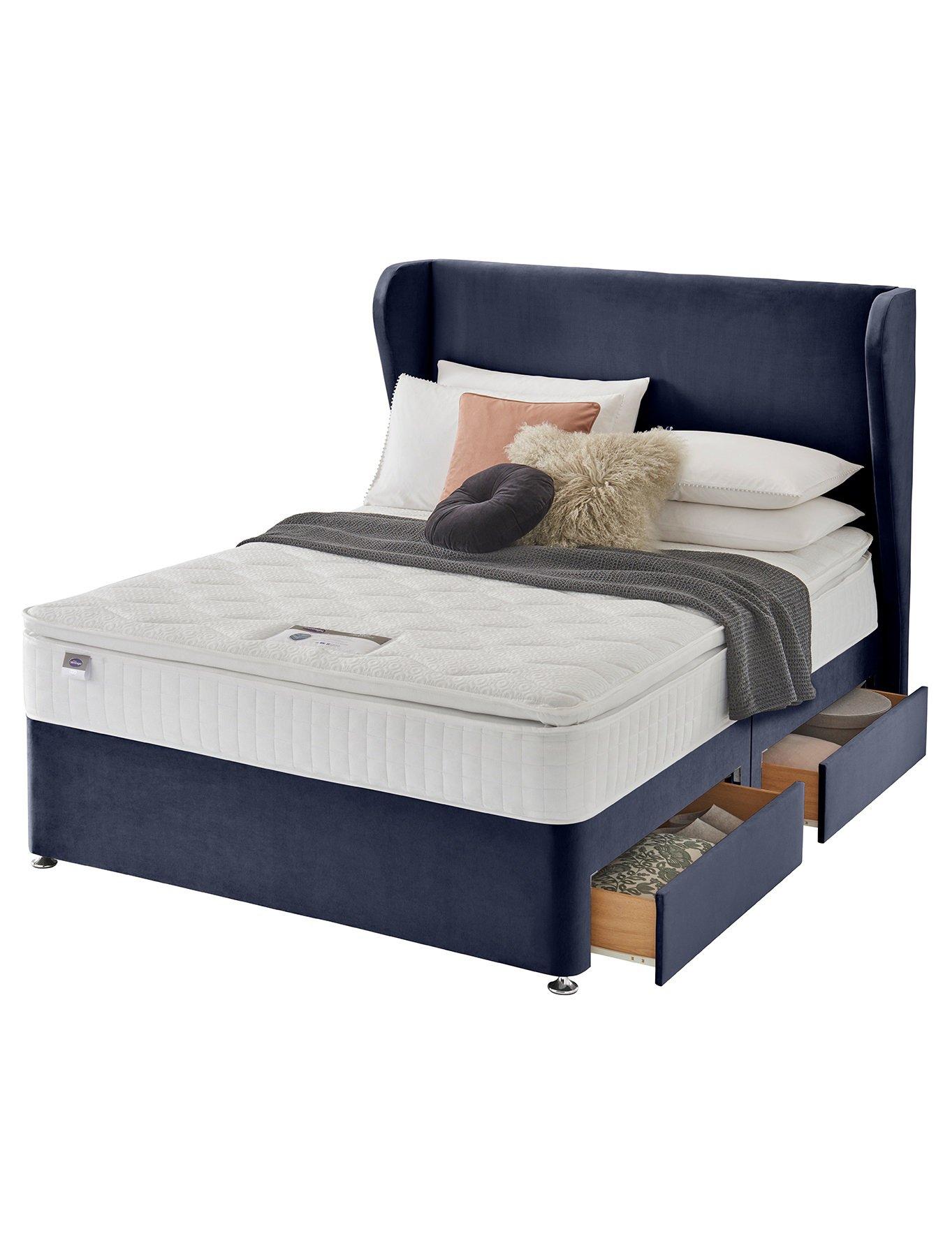 undefined 1000 Pocket Pillowtop Divan Bed with Storage Options (Headboard Included) - Medium Firm - Shea Velvet