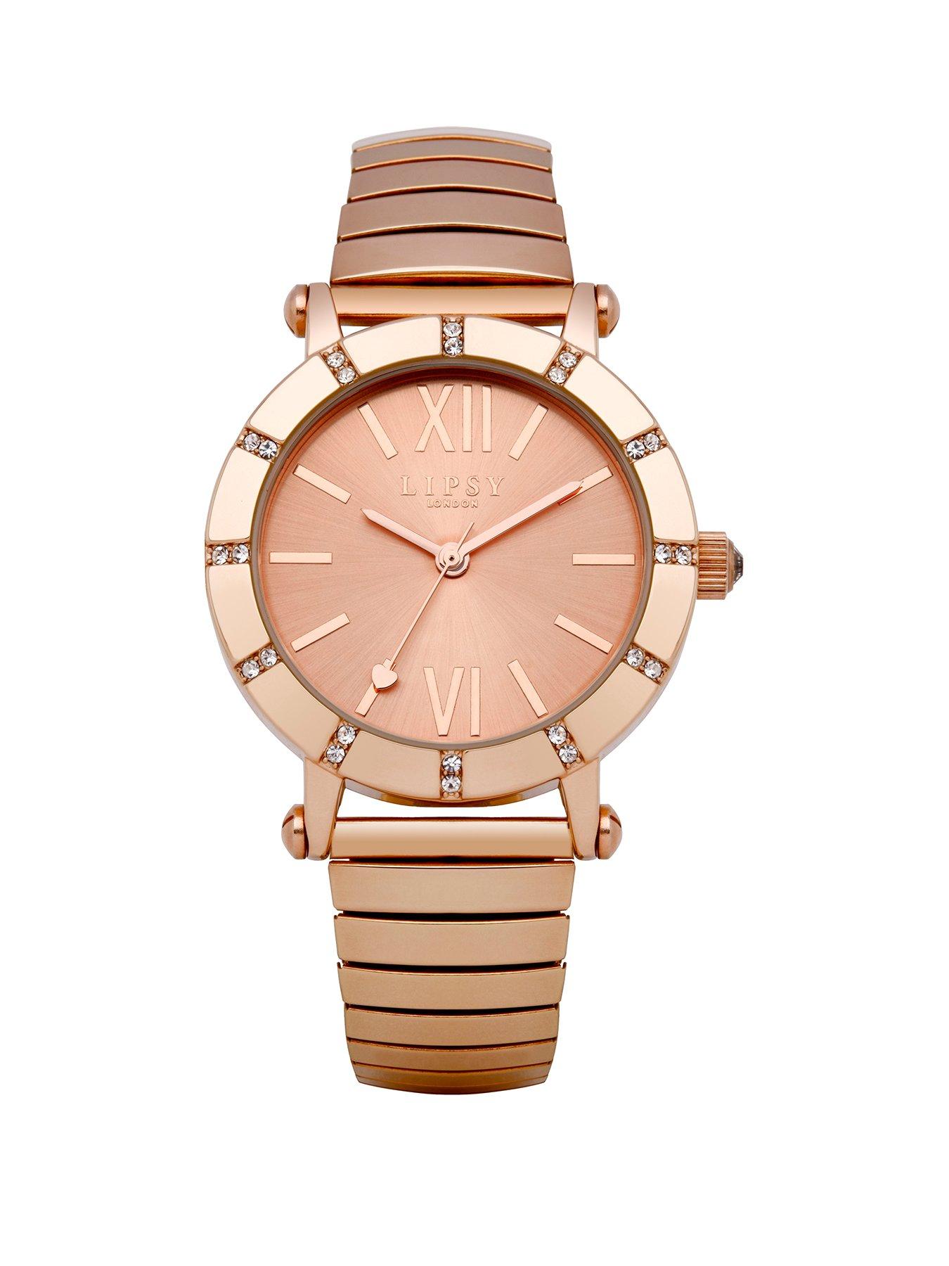 Product photograph of Lipsy Gold Tone Dial Gold Tone Bracelet Watch from very.co.uk
