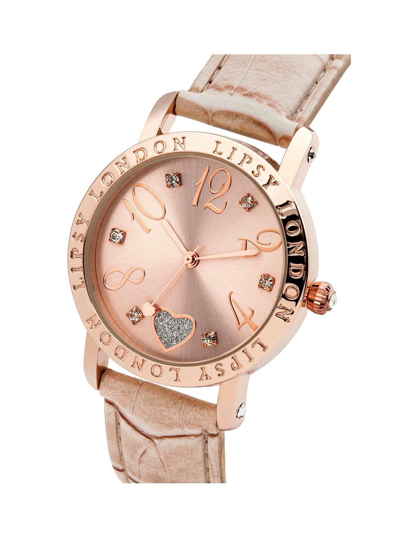 Image 2 of 3 of Lipsy Heart Detail Dial Nude Strap Watch