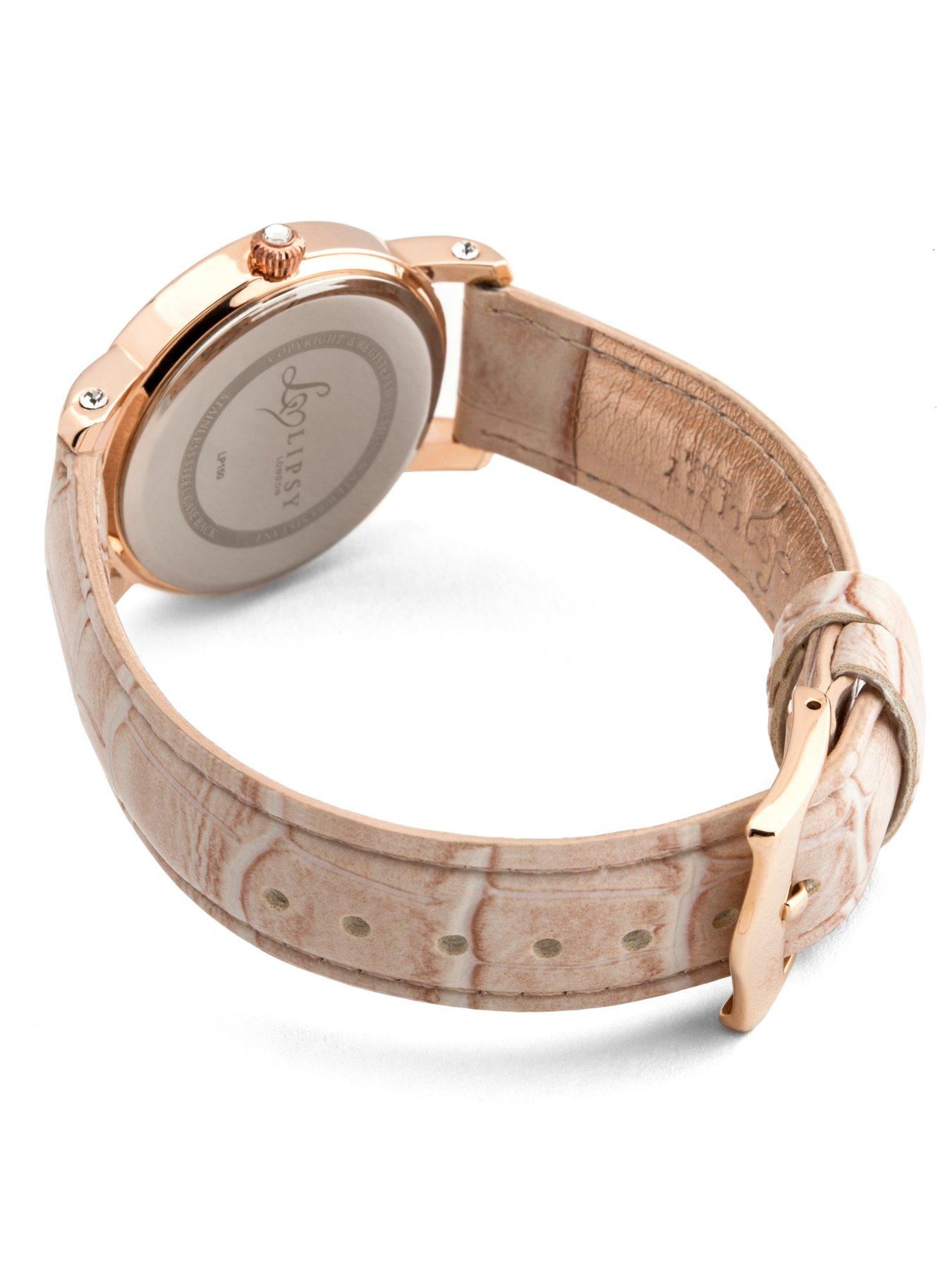 Lipsy Heart Detail Dial Nude Strap Watch Very