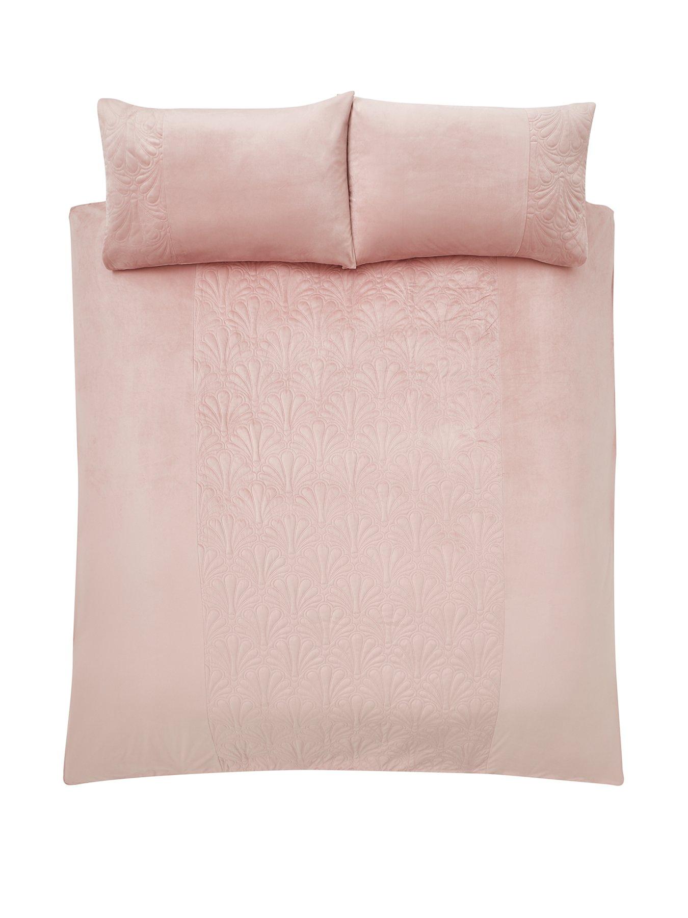 Shell Quilted Velvet Blush Pink Duvet Cover Set very.co.uk