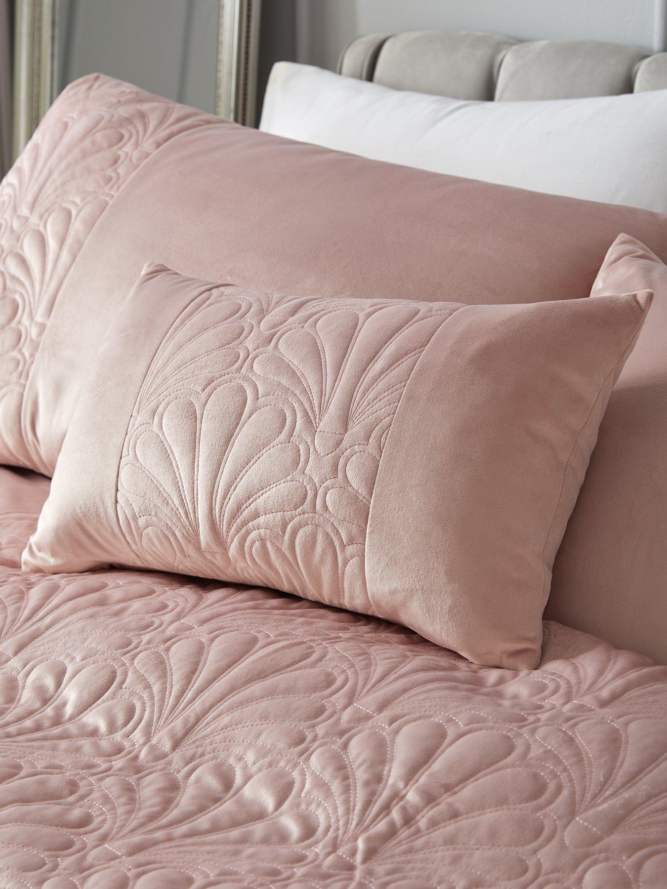 Shell Quilted Velvet Blush Pink Boudoir Cushion very.co.uk