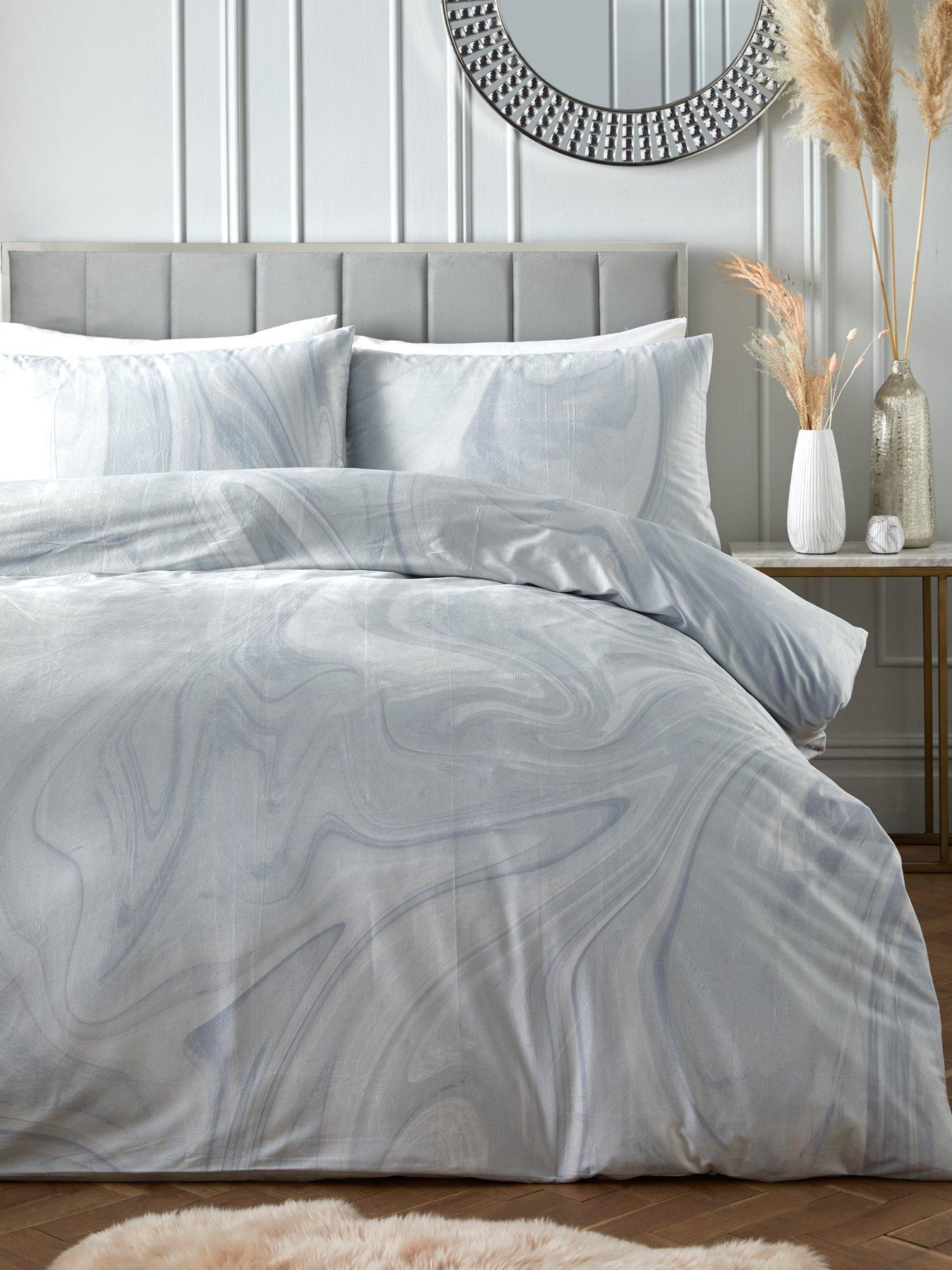 Product photograph of Marble Digital Print Duvet Cover Set from very.co.uk