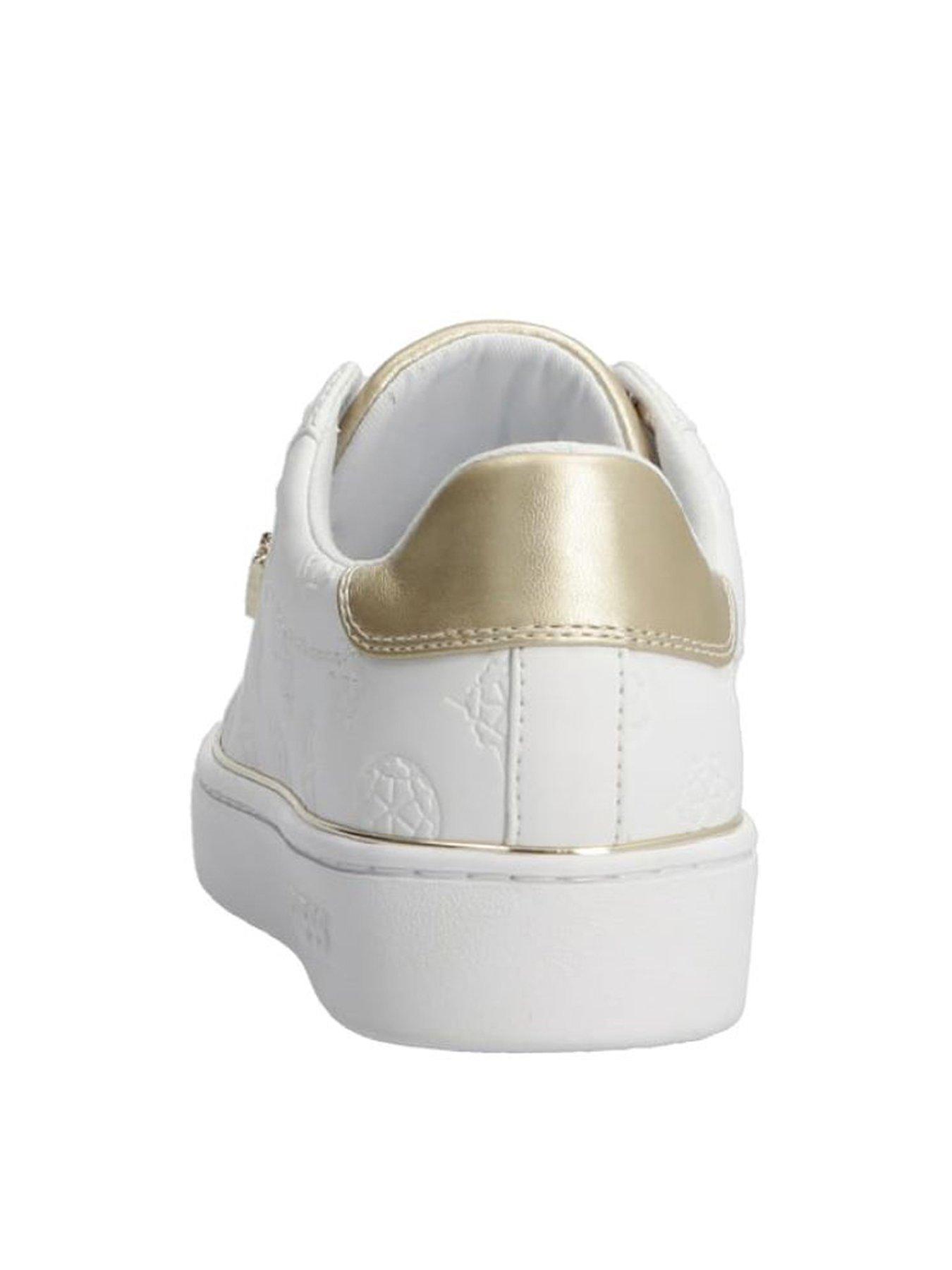 Guess Beckie Gold Detail Lace Up Trainers - White 