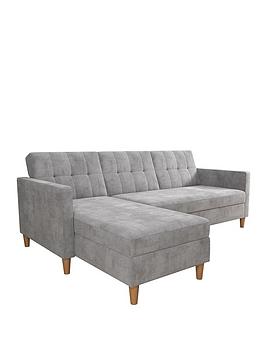 Product photograph of Novogratz Hartford Storage Sectional Futon With Storage Chaise from very.co.uk