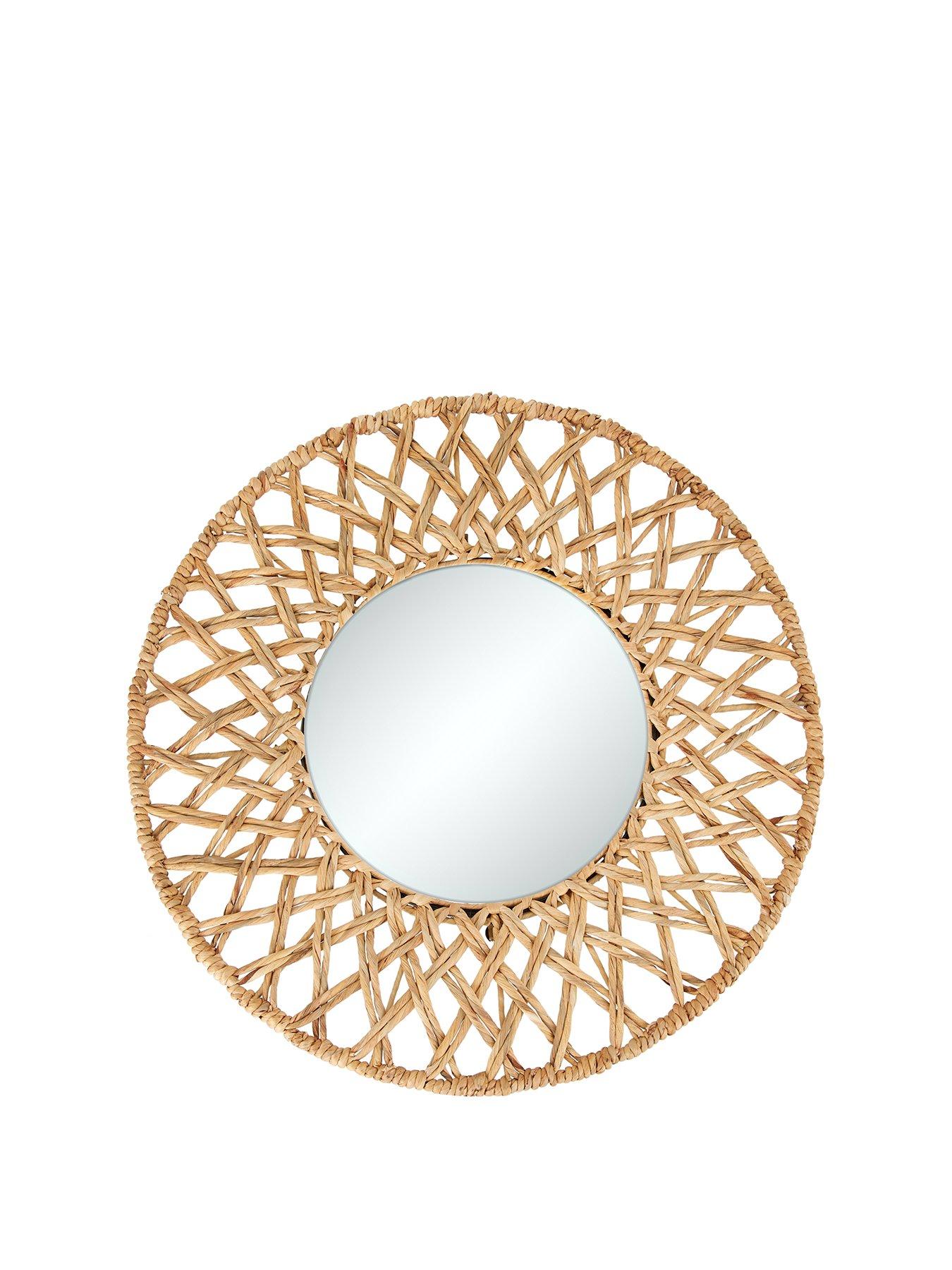 Product photograph of Very Home Sienna Round Water Hyacinth Mirror 70cm from very.co.uk