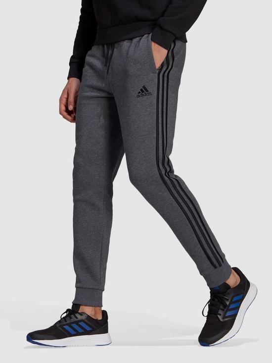 front image of adidas-plus-size-3-stripe-fleece-pant