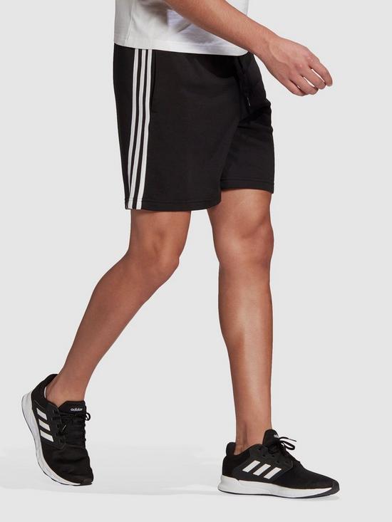 front image of adidas-plus-size-3-stripe-sweat-short-blackwhite