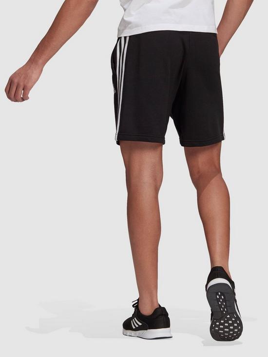 stillFront image of adidas-plus-size-3-stripe-sweat-short-blackwhite