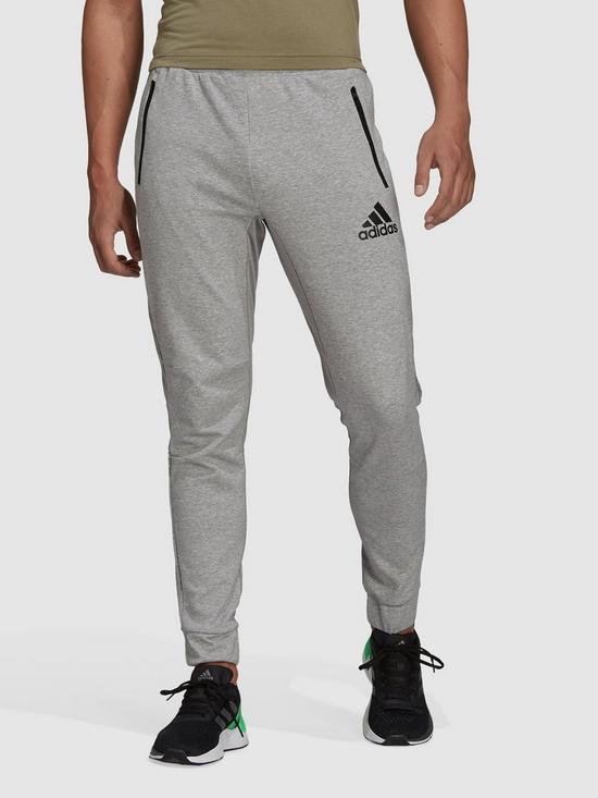 front image of adidas-plus-size-tape-jogger-pants-greyblack