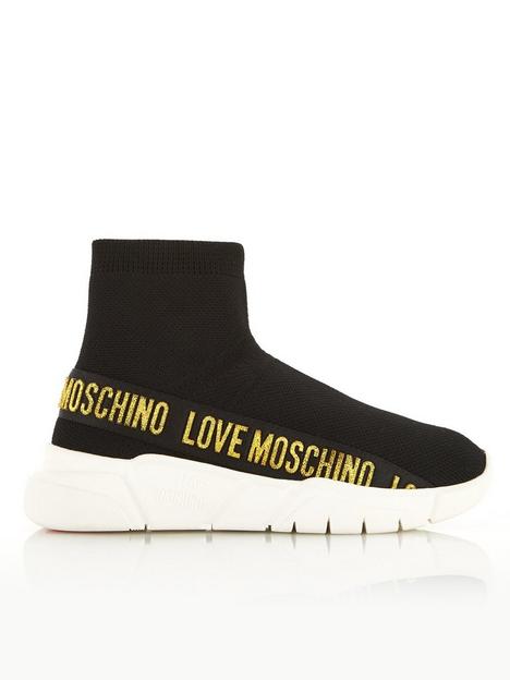 love-moschino-gold-logo-sock-trainers-black