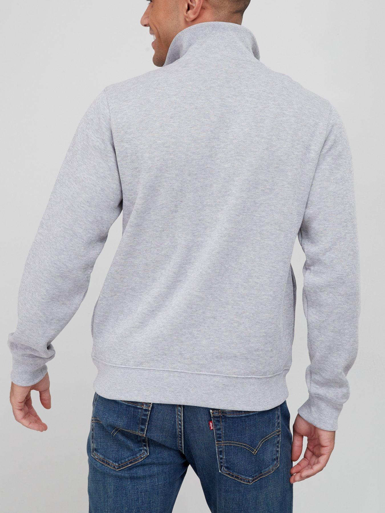 Image 2 of 6 of Lacoste Fleece Quarter Zip Sweat Top - Light Grey
