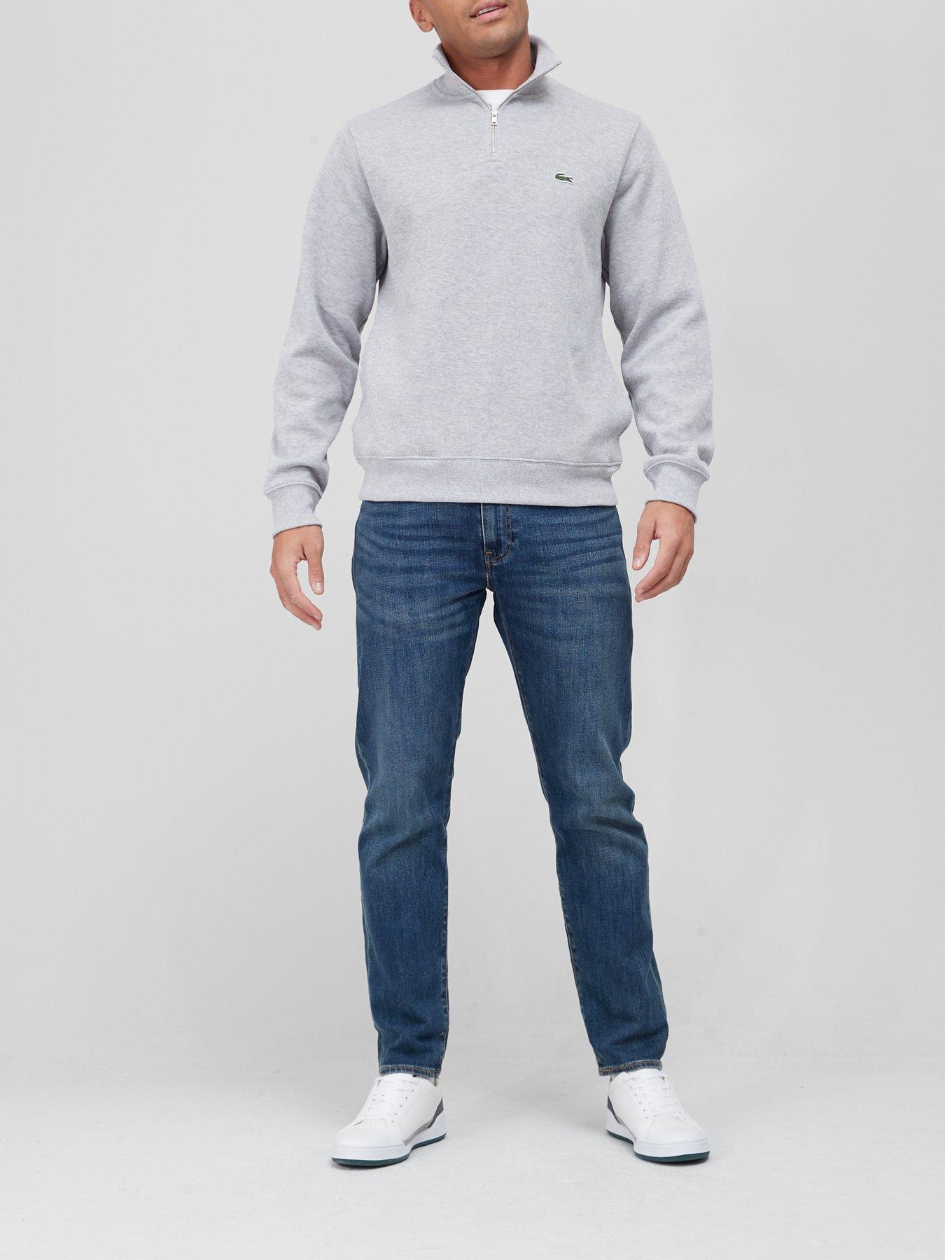 Image 3 of 6 of Lacoste Fleece Quarter Zip Sweat Top - Light Grey