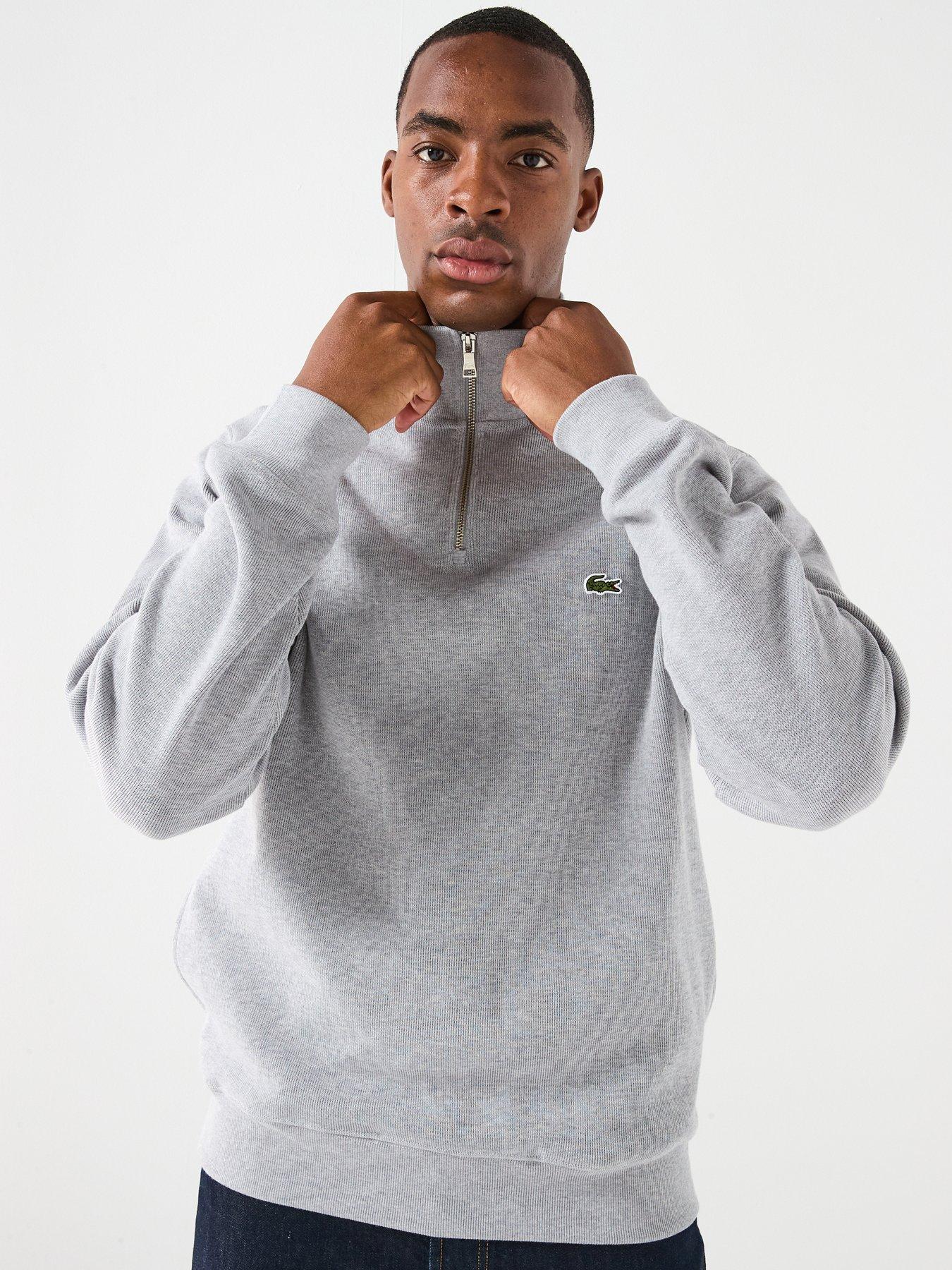 Image 5 of 6 of Lacoste Fleece Quarter Zip Sweat Top - Light Grey